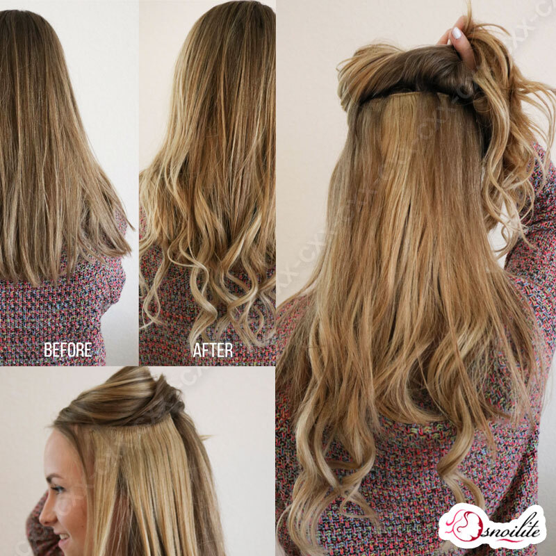 Thick Double Weft 200G 8A Clip In Remy Human Hair Extensions Full Head Highlight