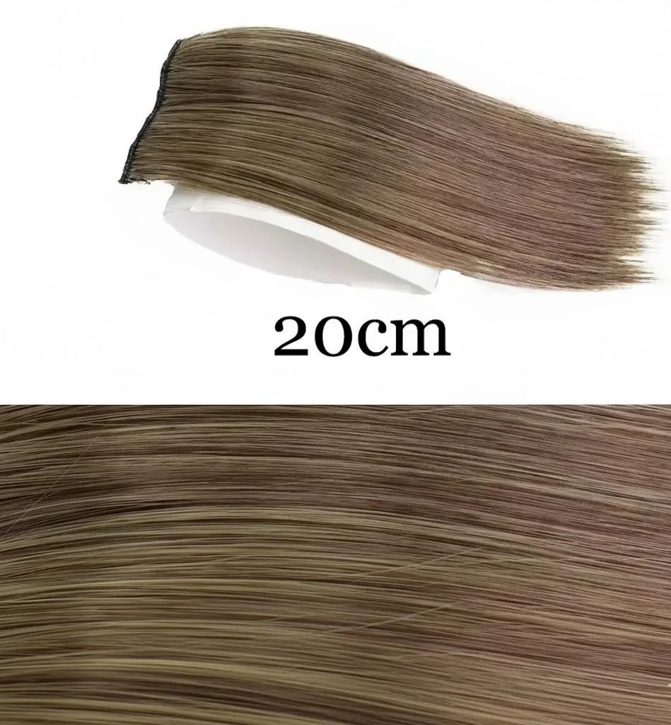 Invisible 2 Clips Hair Pad/Patch 8 Inches Long Golden Highlights