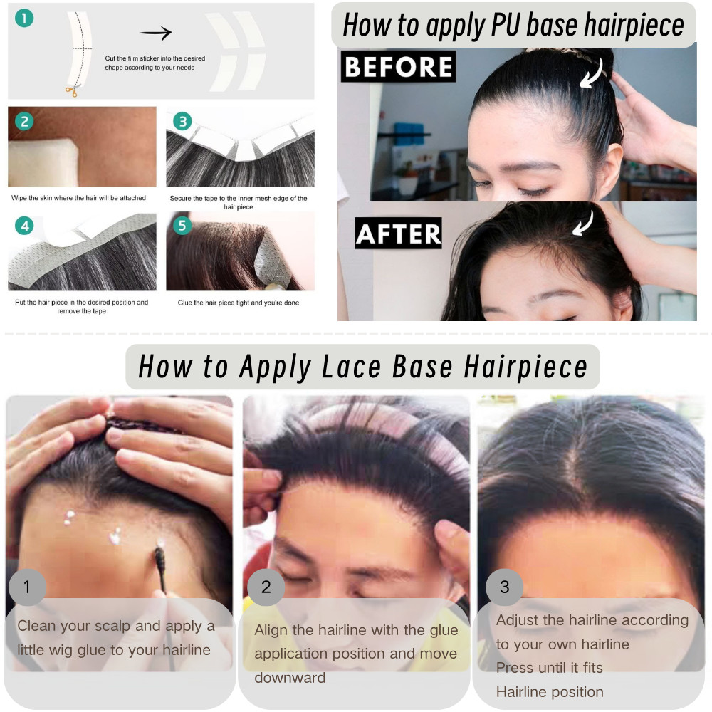 2*16cm Topper Hairpiece For Hairline Receding Front Cover-up 100%Human Hair Lace