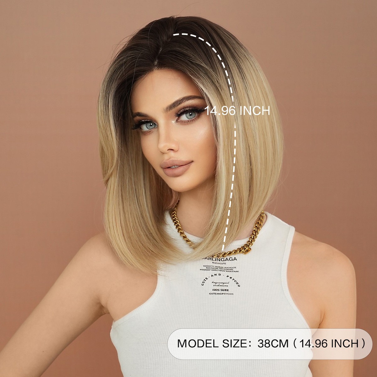 Ombre Blonde Bob Wigs for Women Girls Cosplay Party Daily Short Straight Bob Wig