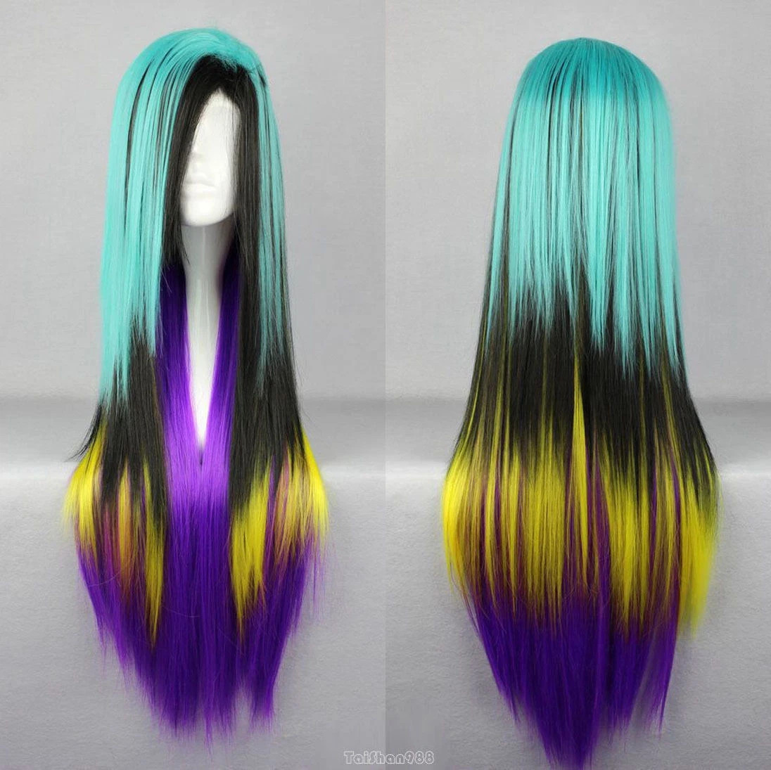 Hot Sell Long Blue Black Yellow Purple Straight Women’s Lady’s Hair Wig Wigs