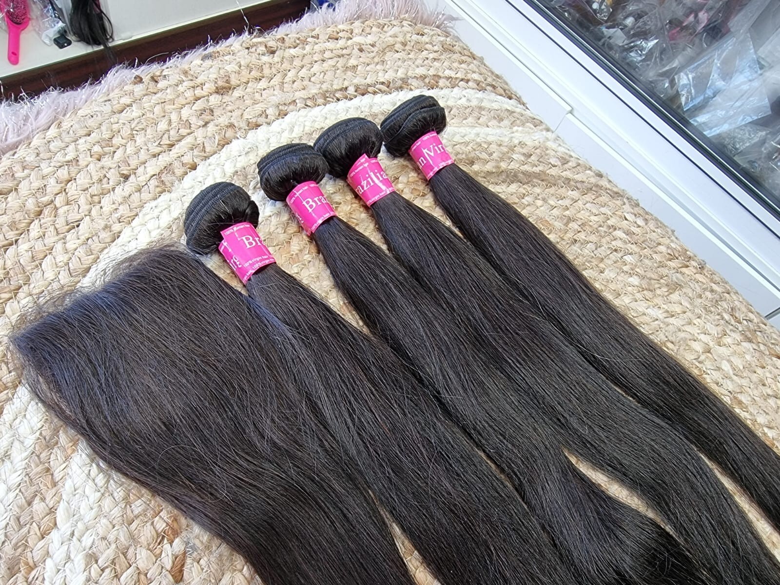 12A STRAIGHT BRAZILIAN VIRGIN HUMAN HAIR 20+20+20+20&20INC 4X4 SILK BASE CLOSURE