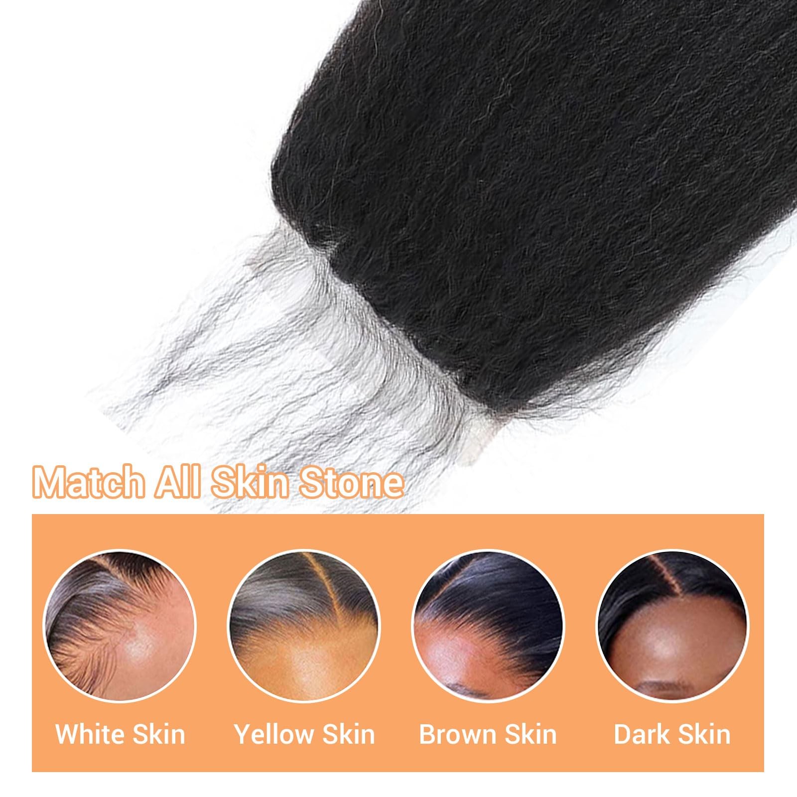 Mootaful Hd Closure 5X5 Kinky Straight Transparent Lace Closure 20 Inch 12A
