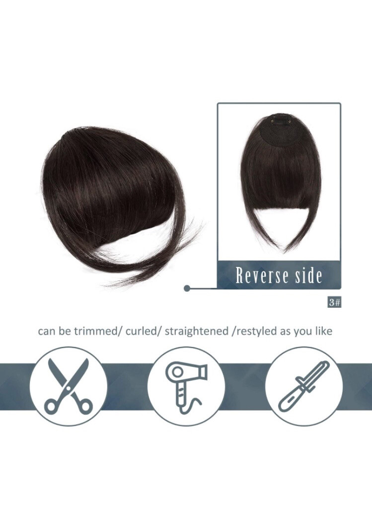 BARSDAR 100% Human Hair Bangs Extensions French Bangs Clip On with Temples