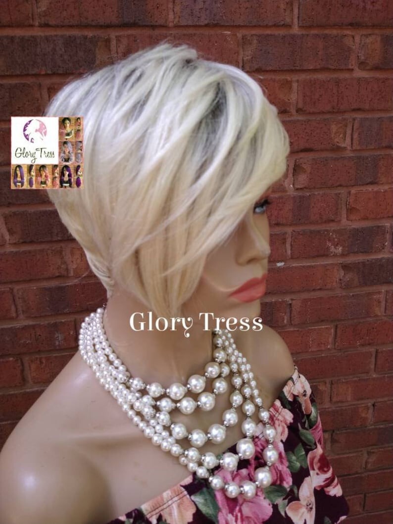 Short Razor Cut Full Wig | Pixie Cut | 100% Human Hair Wig | Ombre Blonde 613