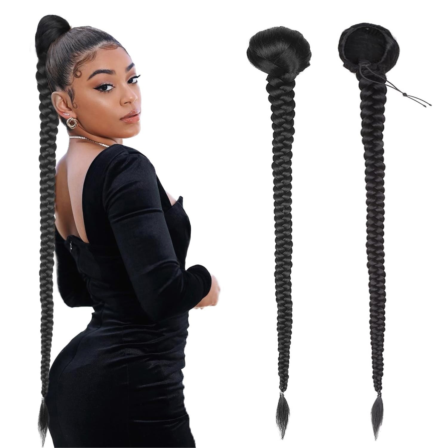 34″ Braided Ponytail Extension Drawstring Yaki Straight Synthetic Hairpiece