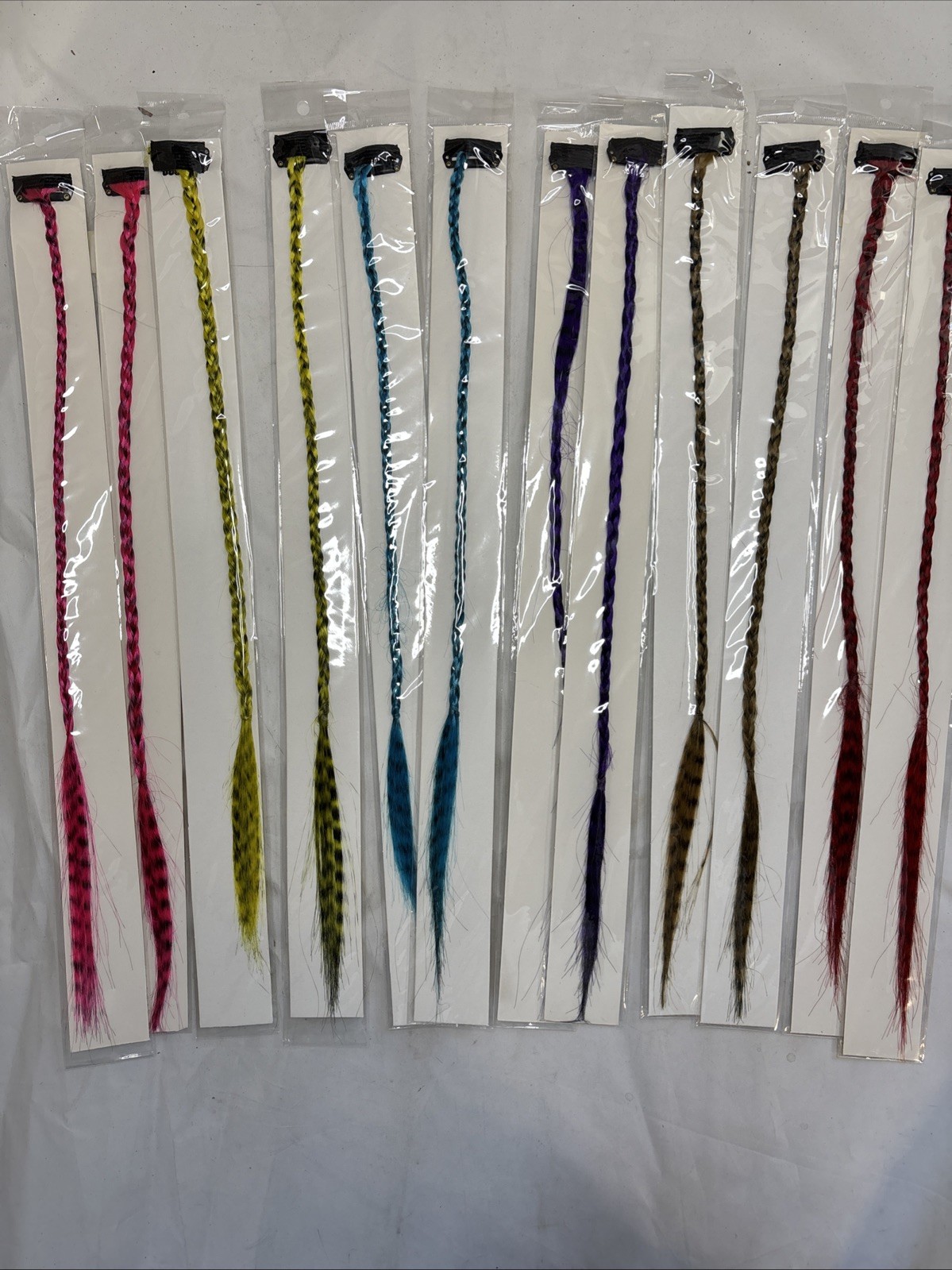 12 X Feather Extensions Hair Clips Assorted Colors 16” Costume Gifts NEW 12 PCS