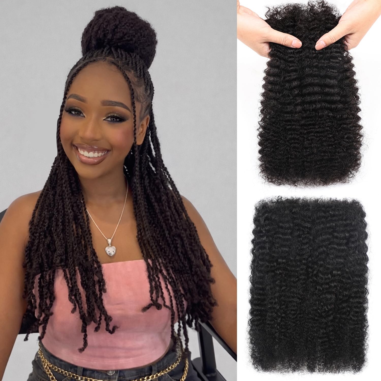 Bdsl Afro Kinkys Bulk Human Hair For Braiding Afro Kinky-Curly Human Hair Bulk