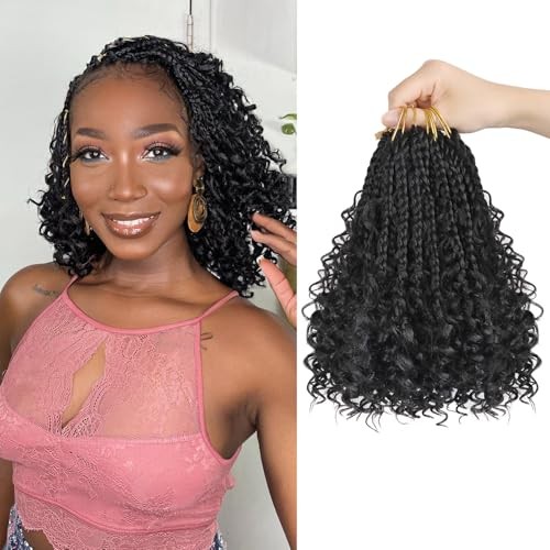 Goddess Box Braids Crochet Hair – 8 Inch Pre Looped Boho 8 Inch (Pack of 8) 1B