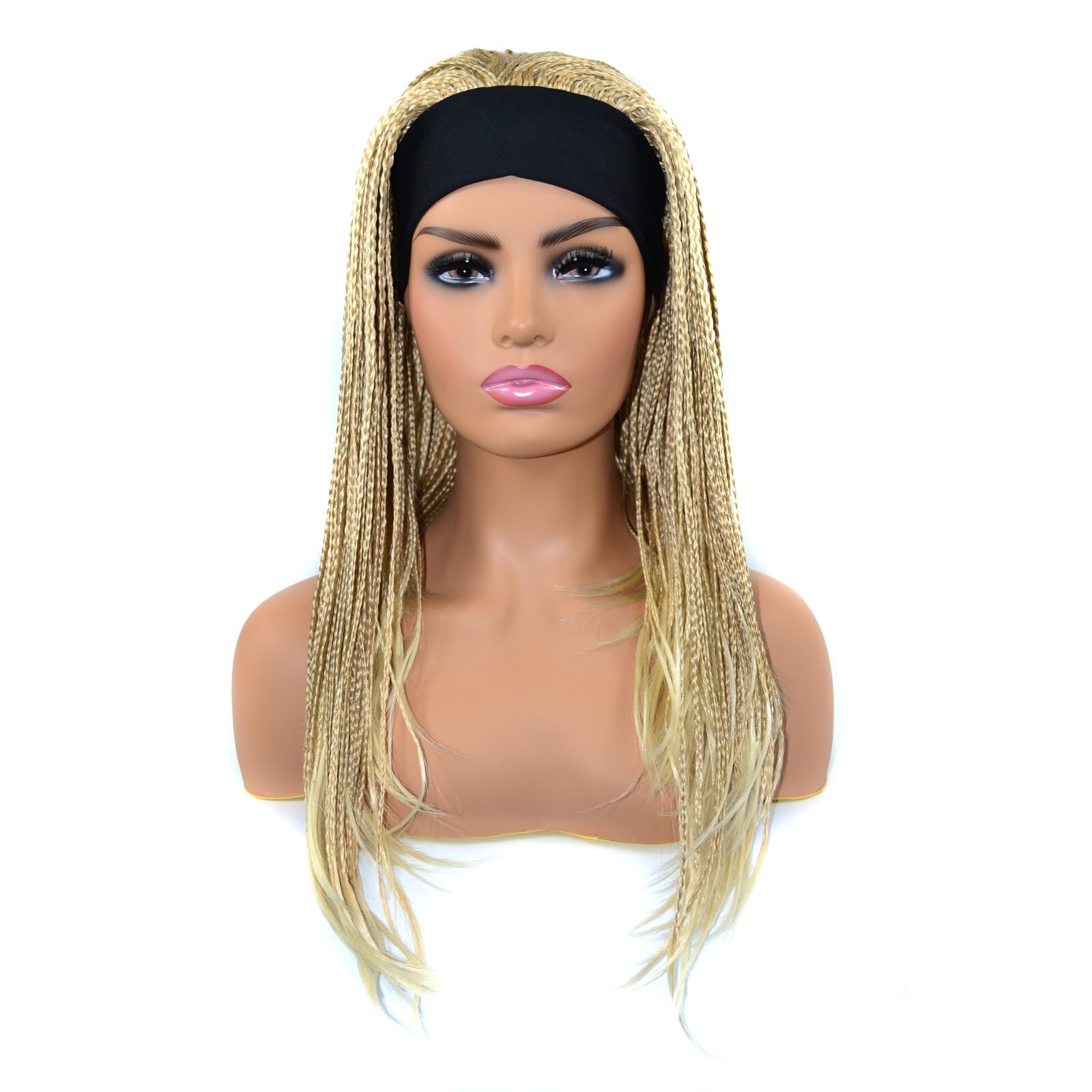 18 Inch Ombre Braided Wig with Headband Wrap Band Box Braids Wig for Black Women