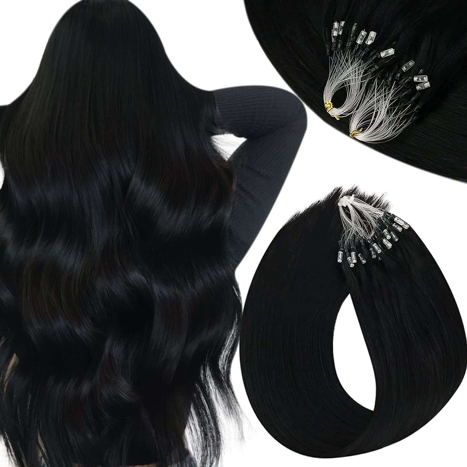 Micro Bead Hair Extensions Easy Loop Micro Links Human Hair Real Remy Straight