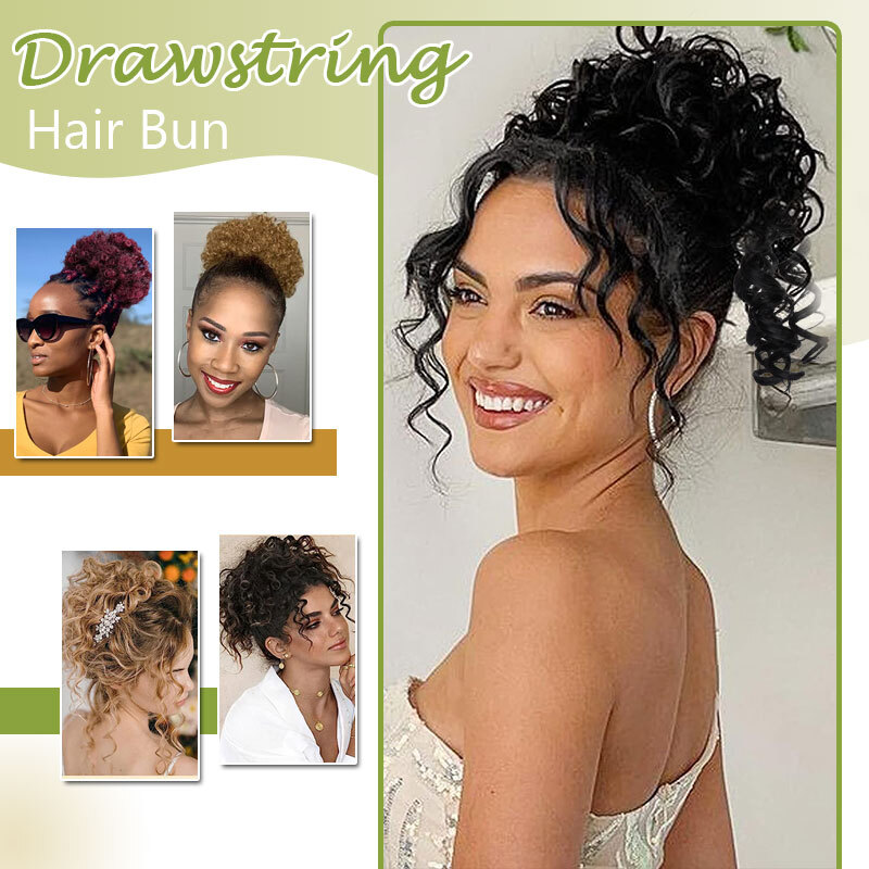 Afro Puff Drawstring Ponytail Kinky Curly Synthetic Hair Chignon Bun Extension