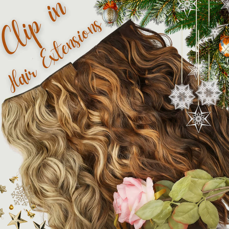 Natural Thick Full Head Balayage 4Pcs Clip in Hair Extensions Soft Hairpiece US