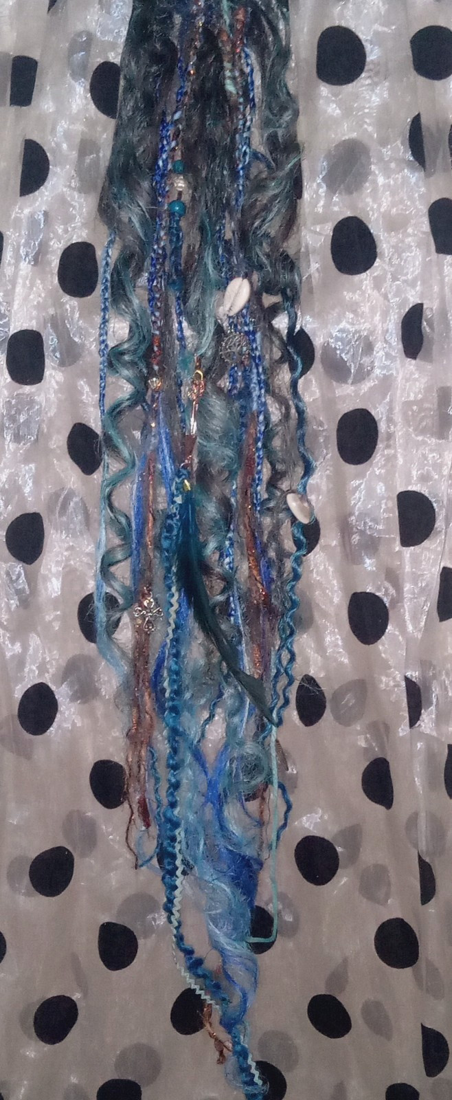 Handmade locs Extensions accent Black BLUE Braids curly gothic rave hair accesso