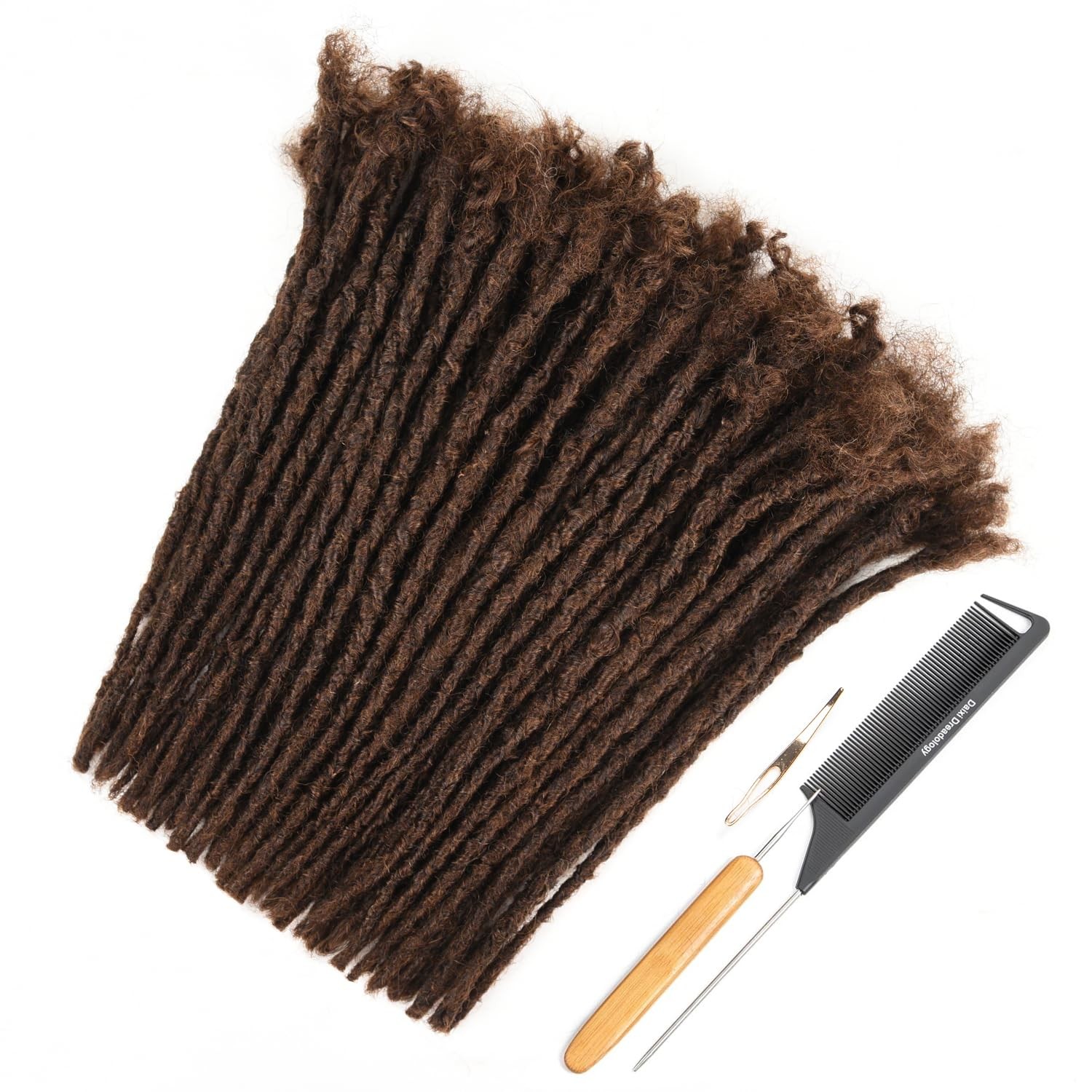 DAIXI Handmade Interlocking 100% Real Human Hair Permanent Loc Extensions 8″ 0.8