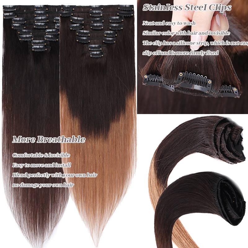 CLEARANCE Any Color Clip In 100% Real Remy Human Hair Extensions Full Head US