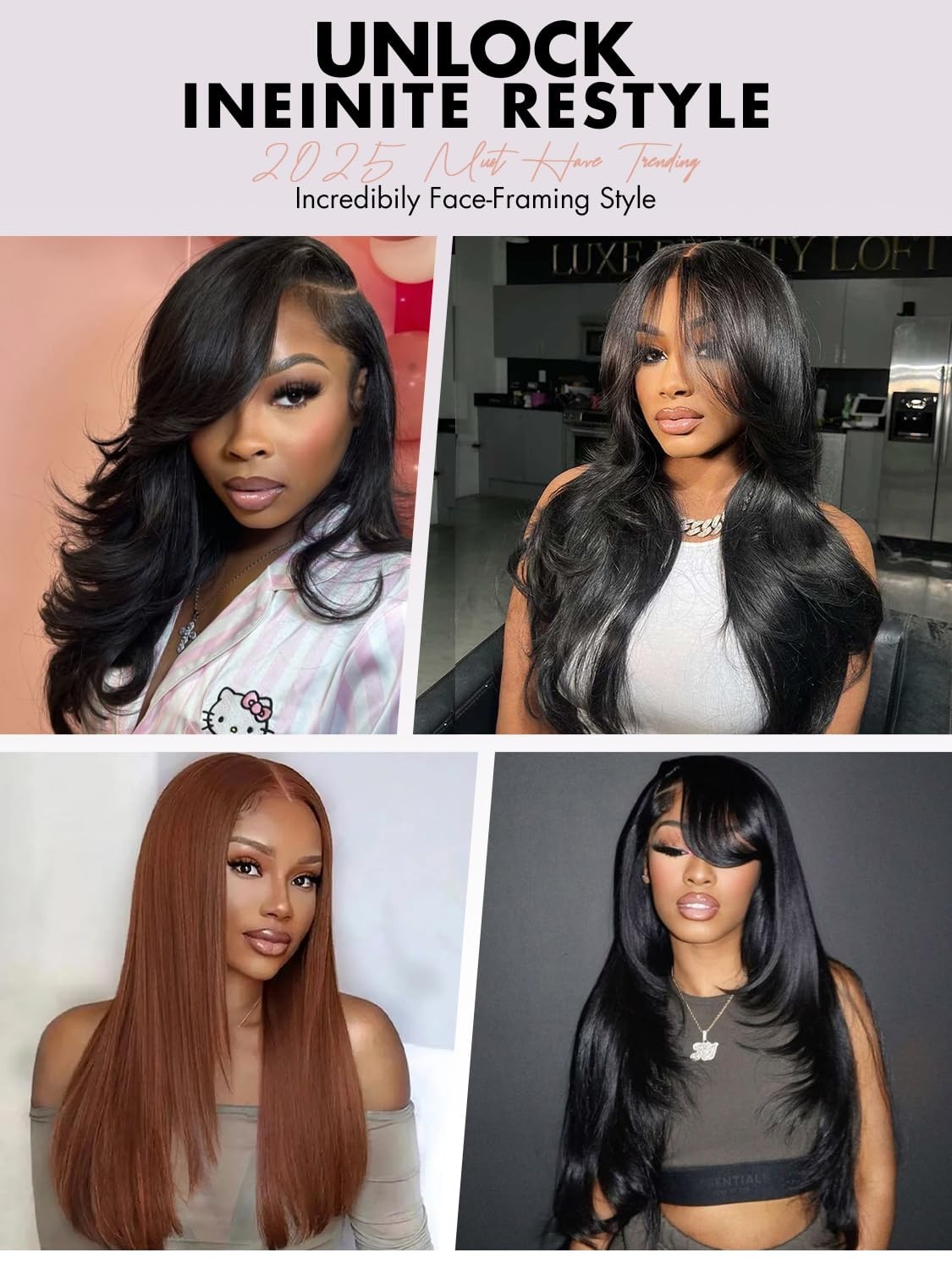 16″ Layered Glueless Wig, 200 Density HD Lace Front, Pre-Plucked Human Hair, Str