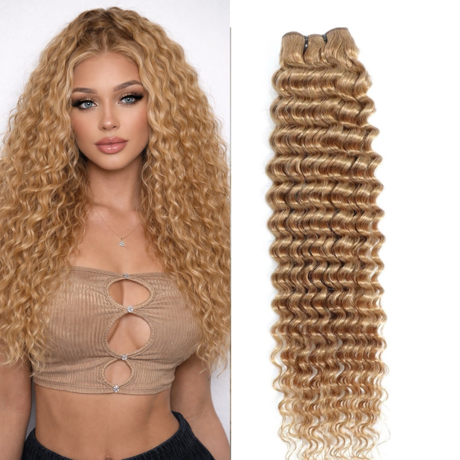 Deep Wave Human Hair bundles 14 Inch Weft 100% Human Hair