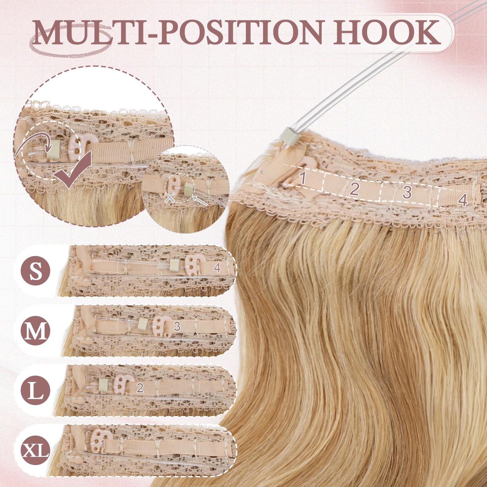 Sego Pro Halo Hair Extensions Real Human Hair Wavy Invisible Wire Hairpiece