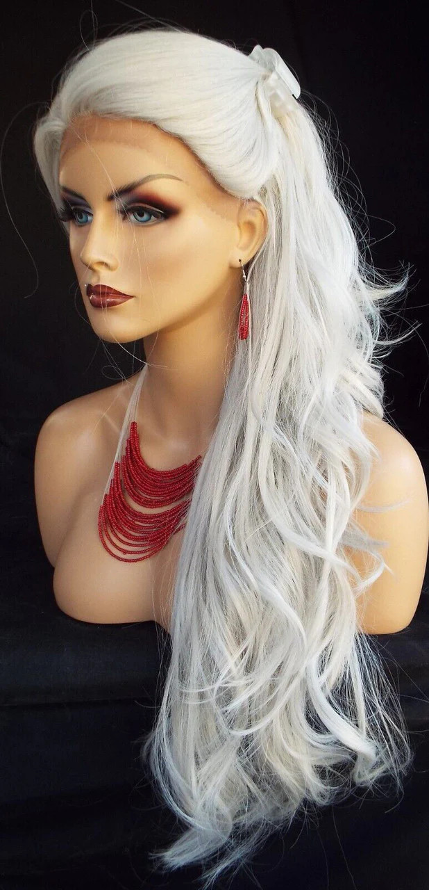 Long CLR #60 white/grey Lace Front Wig FLOWING SOFT WAVES US SELL 359