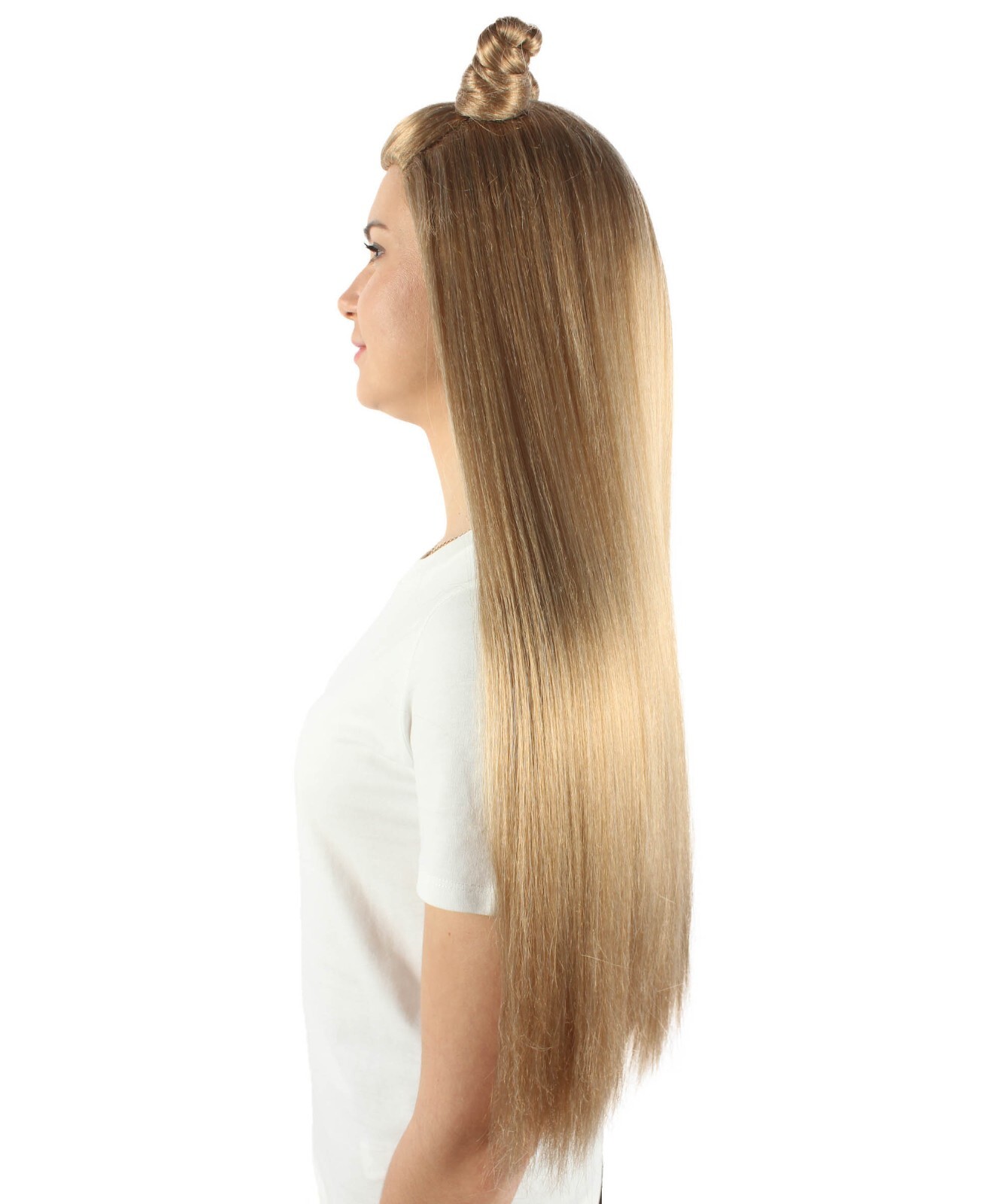 Adult Women’s Blonde Wig with Buns, Best for Halloween, Flame-retardant HW-7096