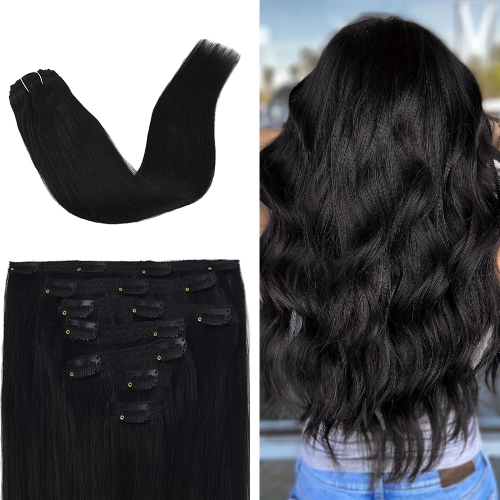 Seven-piece set/pack of cards hair real 100% human hair 12-16 inches real hair