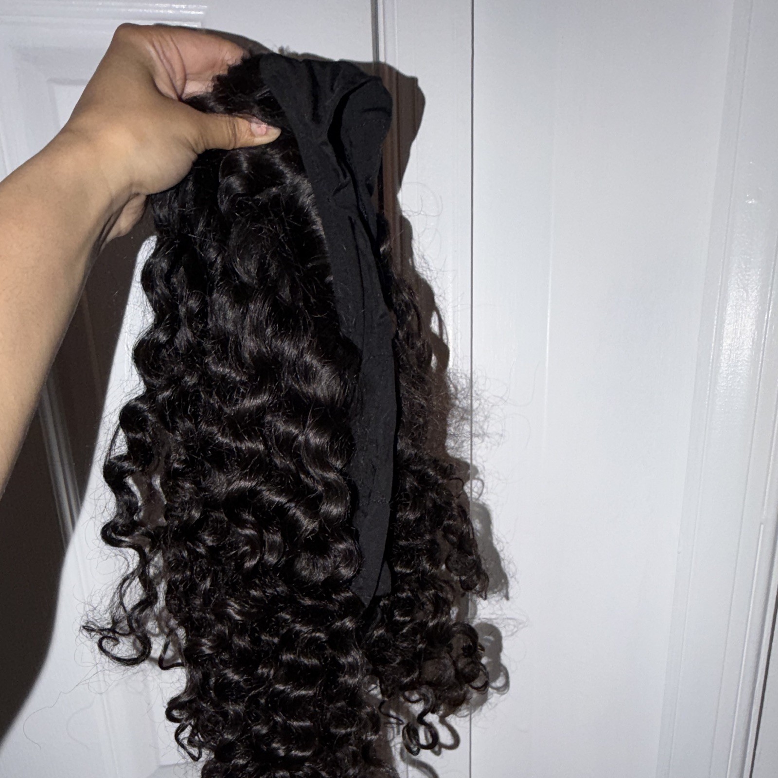 Luvme Hair Curly Black Human Hair Wig Clip-In Classic Cap 21-30 in