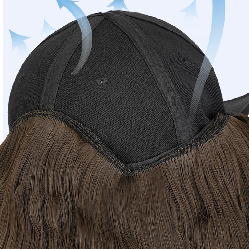 Women Adjustable Baseball Cap Hat Wig Hairpiece with Short Curly Hair Casual Hat