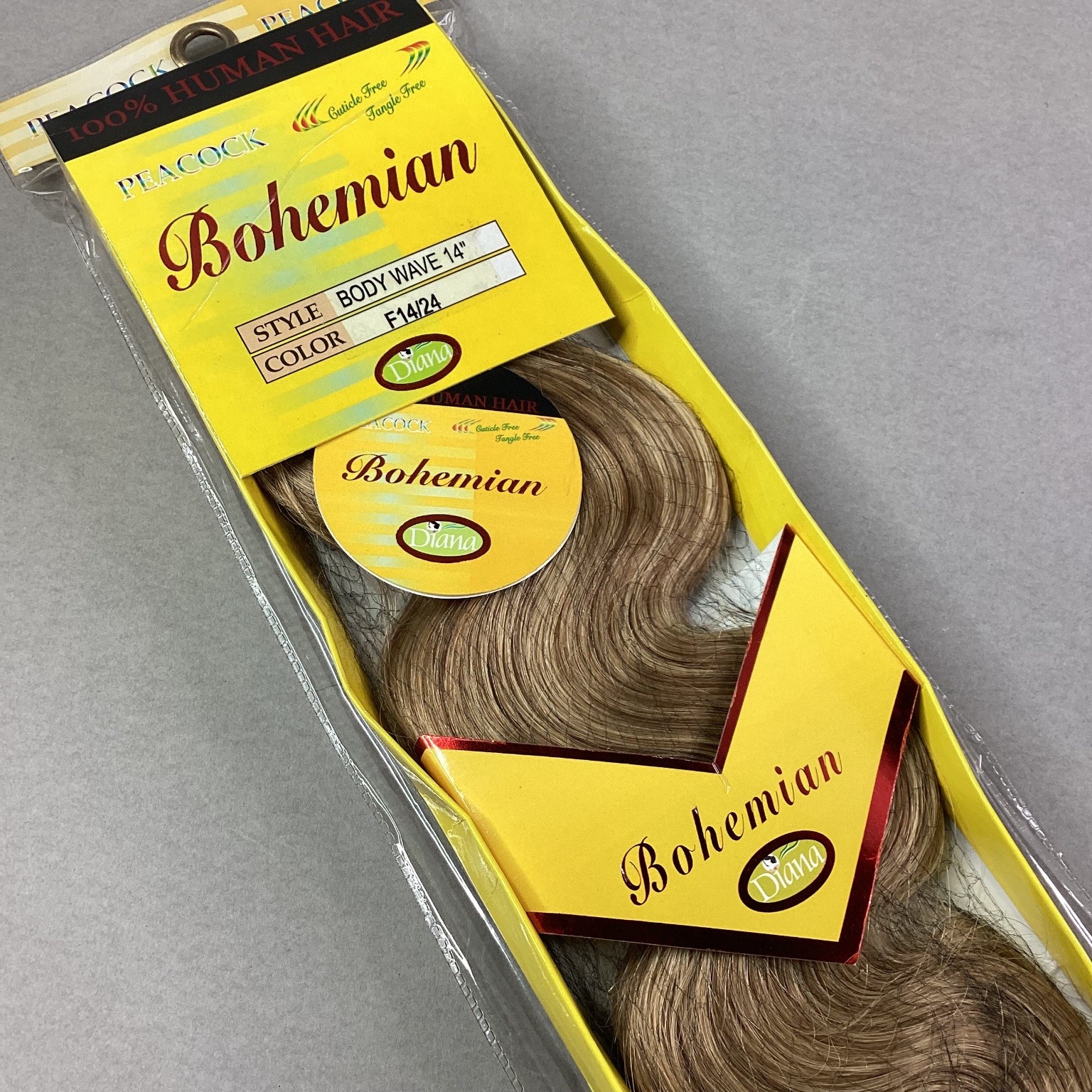 PEACOCK Bohemian Body Wave 14″ Human Hair Extensions F14/24 Cuticle Free