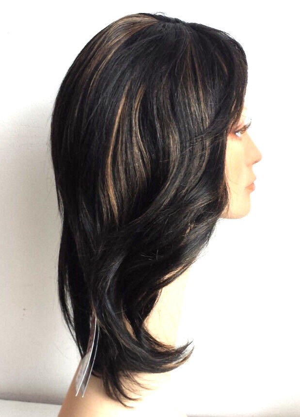 Melody Wig MT-2555 Farrah Feathered Style 70s color: FS1B/27 off-black w auburn