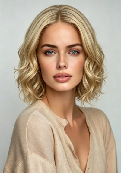 Ombre Dark Ash Blonde Wavy Bob Wigs Ash Roots 100% Human Hair Lace Front Wigs