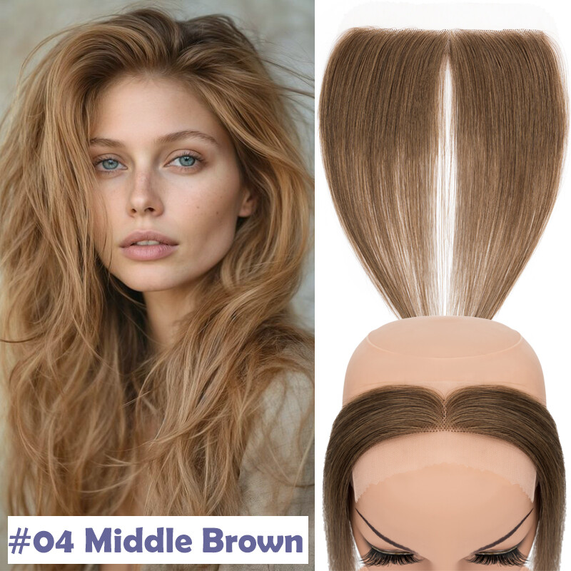 2*16CM Forehead Frontal Hairpiece Mens Toupee Hairline V Loop/Replacement System