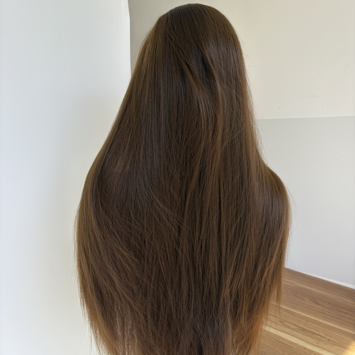 Heat Resistant Synthetic Hair T Lace Front Wigs Long Straight Brown