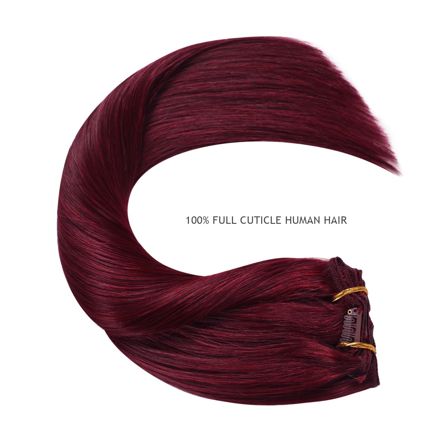 Burgundy Clip-In Human Hair Extensions 18″ 120g Silky Remy Double Weft Thick