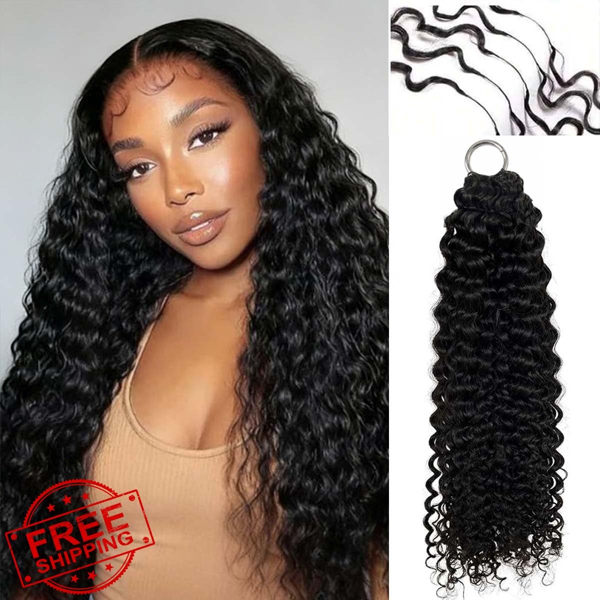Sherico 14 Inch Black Water Wave Crochet Hair