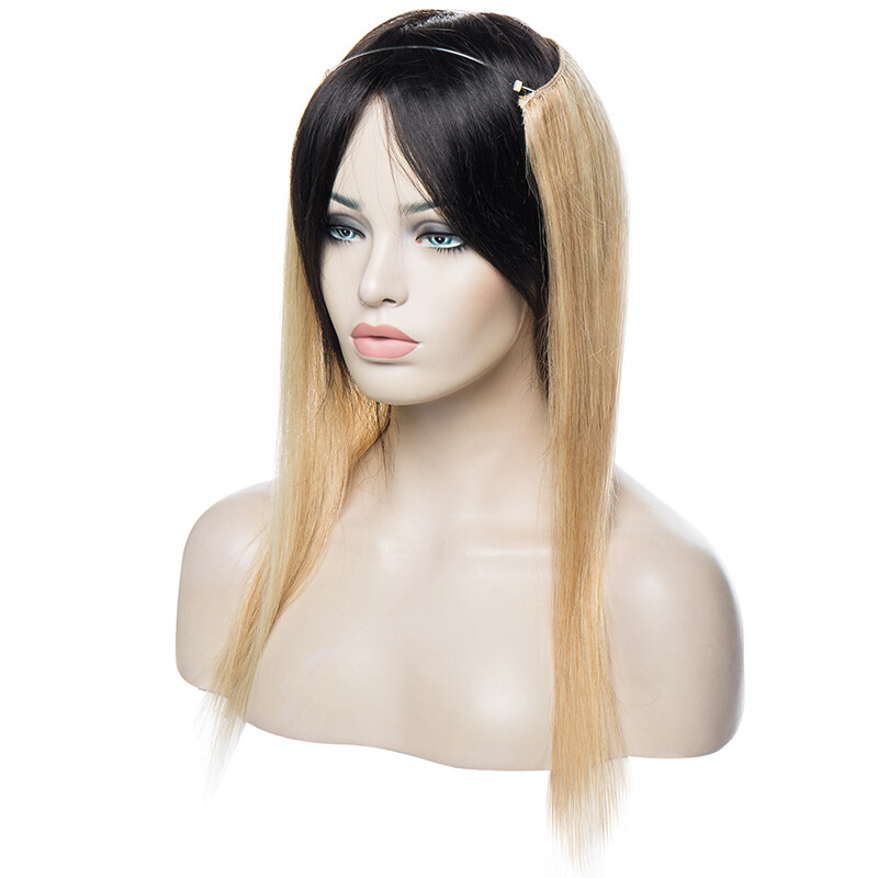 Thick Wire Hair Extensions Flip In 100% Remy Human Hair Hidden One Piece Weft US