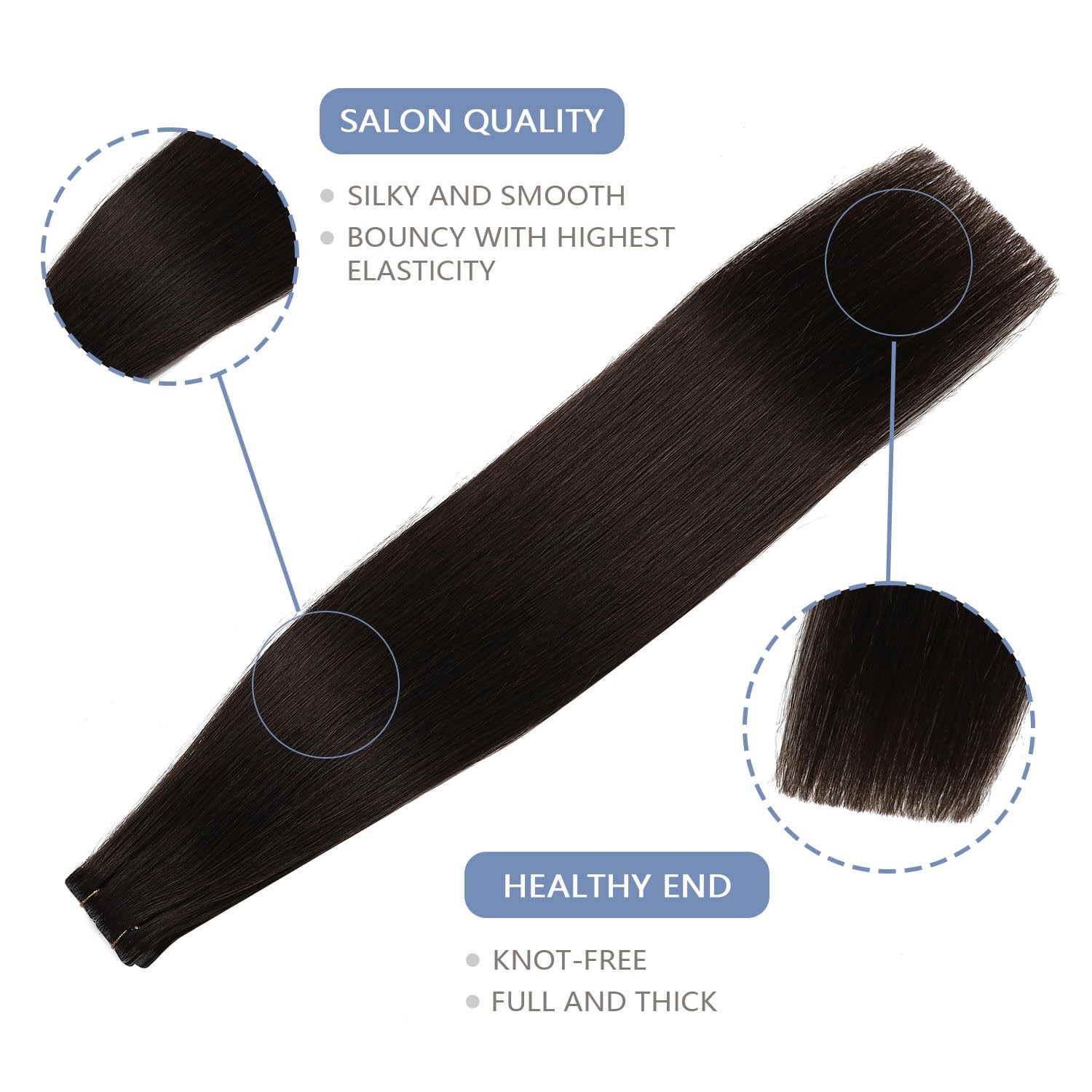 Cookayu Invisible Tape In Hair Extensions Darkest Brown 20Inch 45G 20Pcs