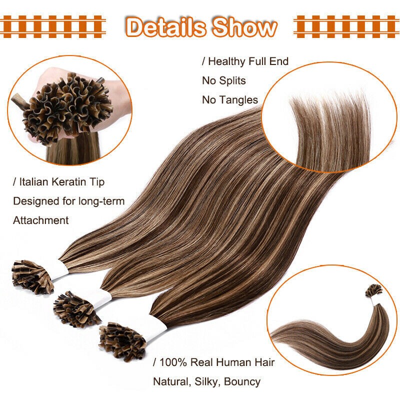Keratin Bonded U Tip Hair Extensions Double Drawn Remy Human Hair Various Colors