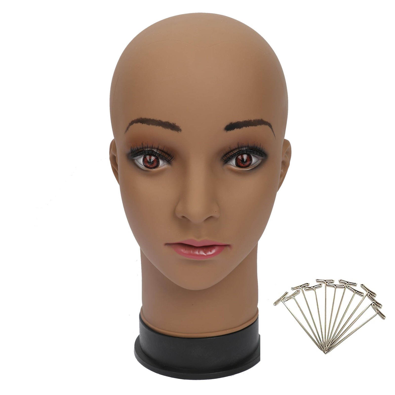 BHD BEAUTY Bald Mannequin Head Brown Female 22 inch (Pack of 1),
