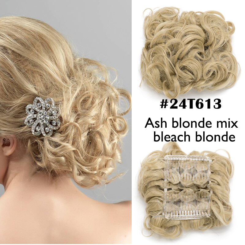 THICK Chignon Messy Bun Updo Clip in Hairpiece Real as Human Hair Extensions US