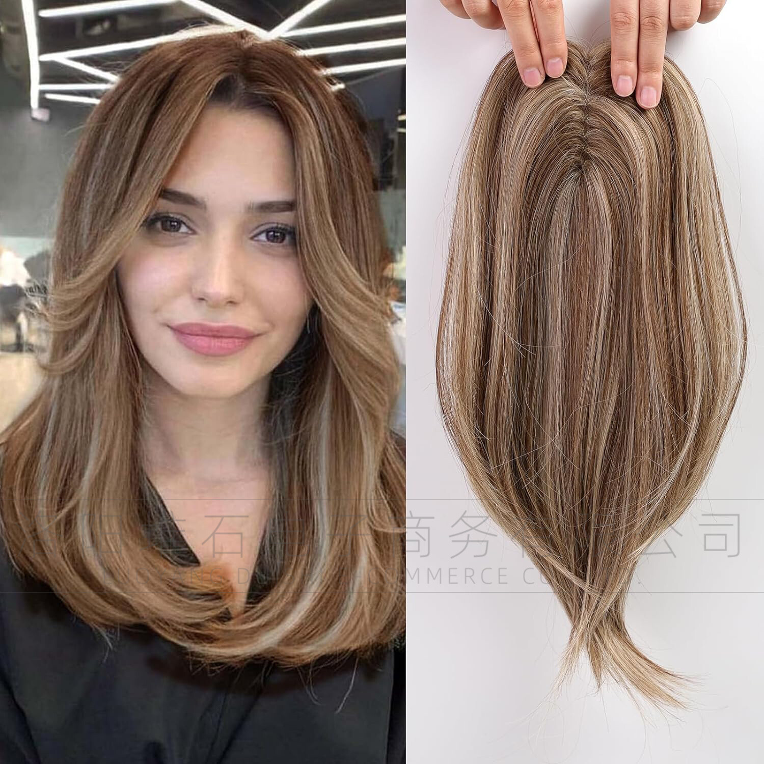 18 Inch Hair Toppers Synthetic Hair Toppers Hair Pieces Swiss Base with 3 Clips