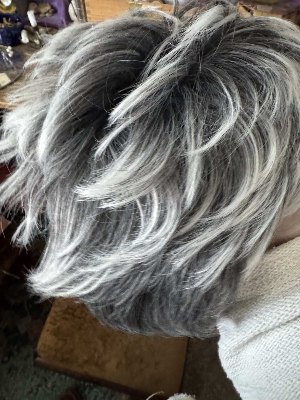 Lot of 4 Short Platinum Gray Synthetic Wigs Layered Pixie Cuts