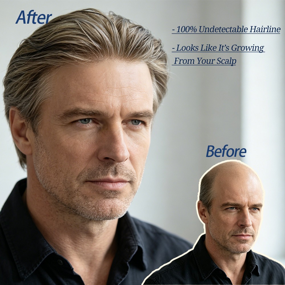 Mens Toupee Ultra Thin Skin Hairpiece Invisible PU Hair Replacement Systems US