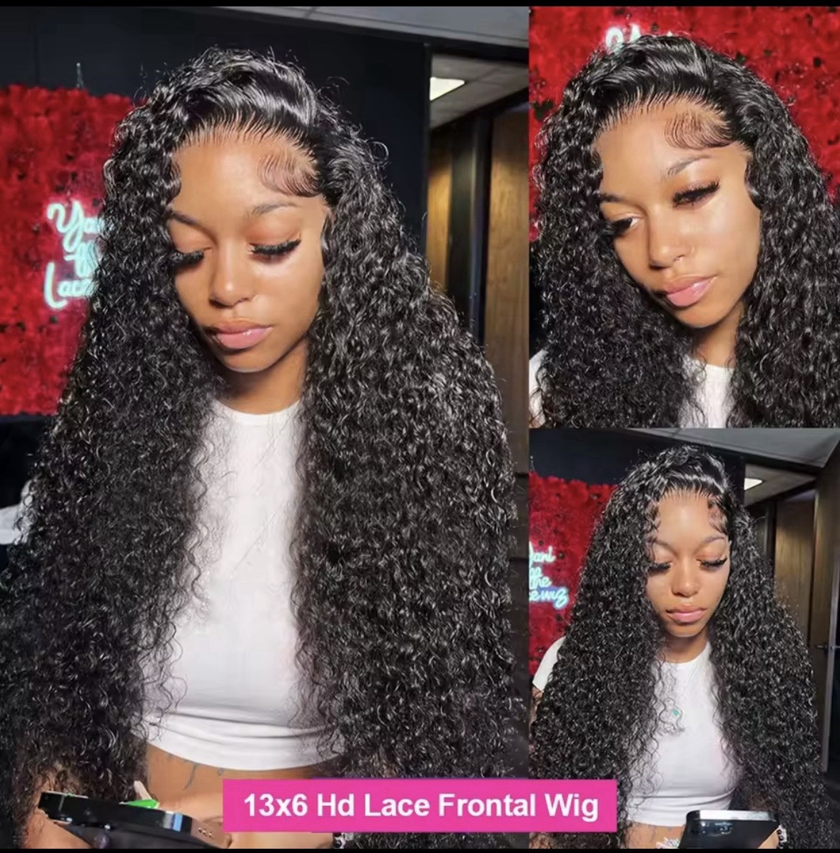 13×6 HD Lace Front Wig Deep Wave Human Hair Glueless Curly Wig 250 Density