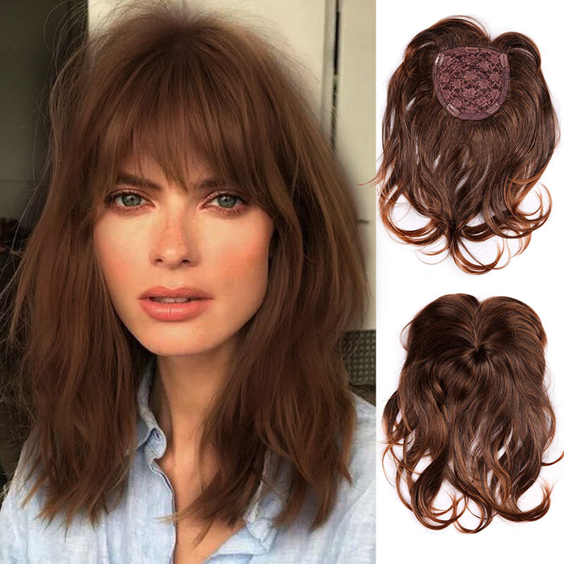 16″ Hairpiece/Toupee Replacement Women Top Synthetic Hair Topper Brown-US