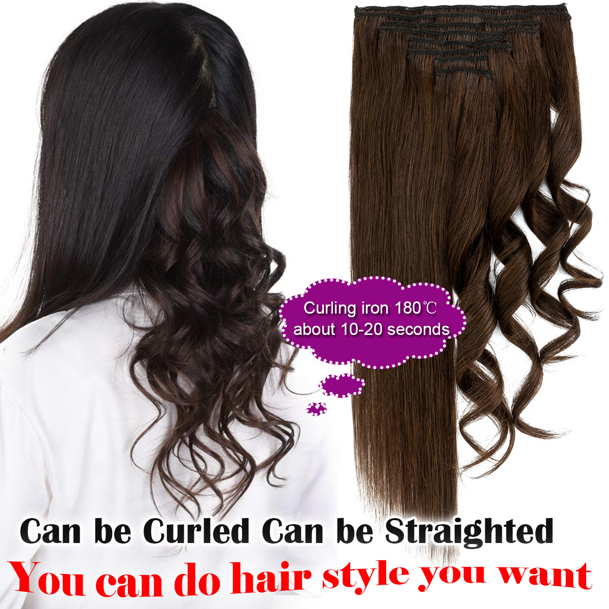 100% Real Soft Double Weft Clip In Remy Human Hair Extensions Full Head Thick US