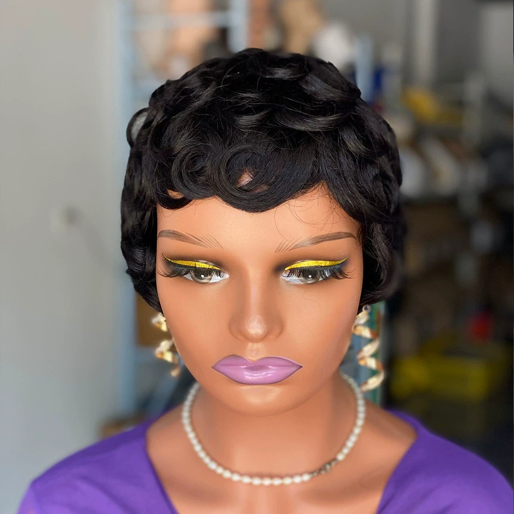 6″ Short Pixie Cut Wig Human Hair for Black Women Glueless