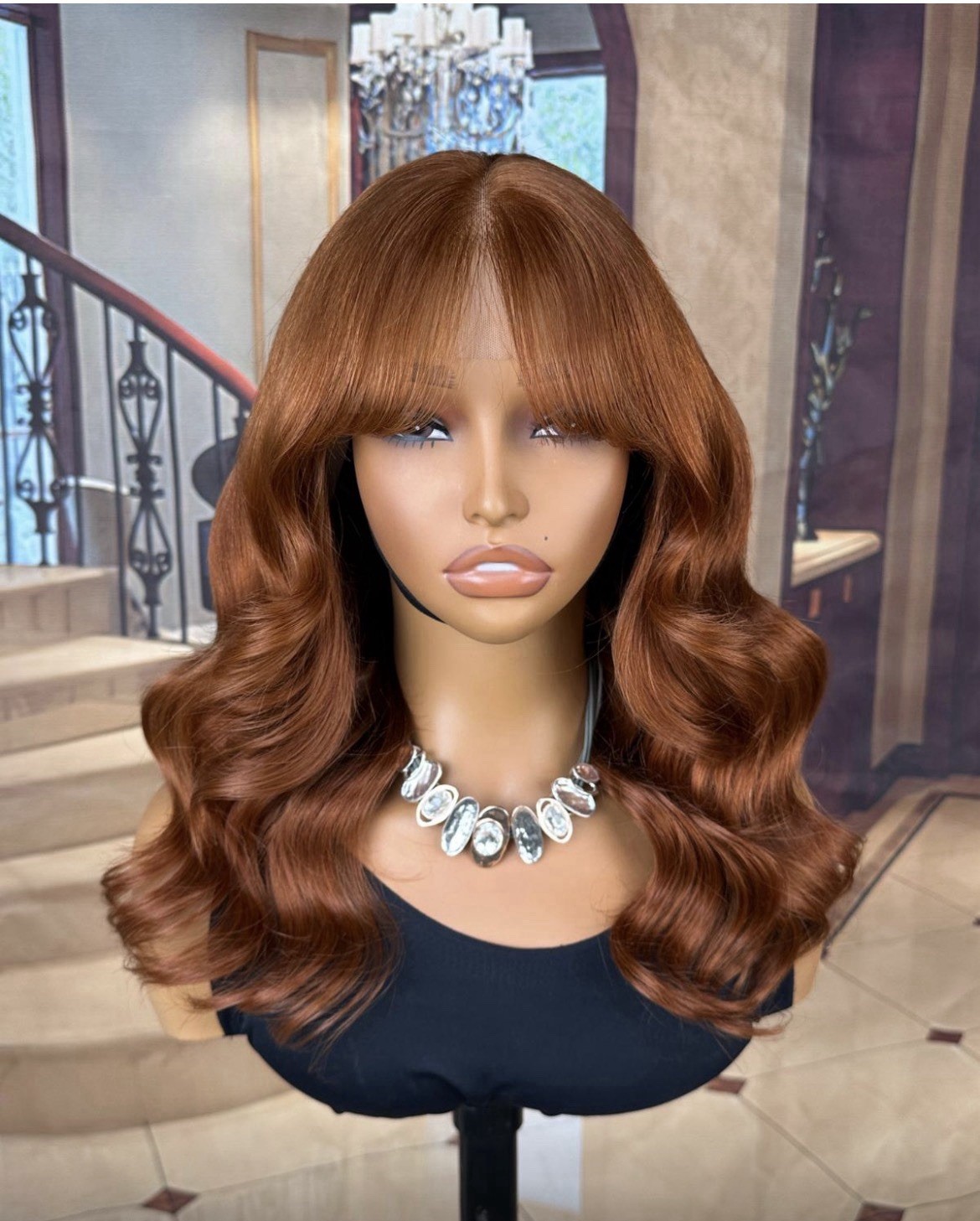 5×7 10 Inch 250 Density Glueless Bang Wig Human Hair