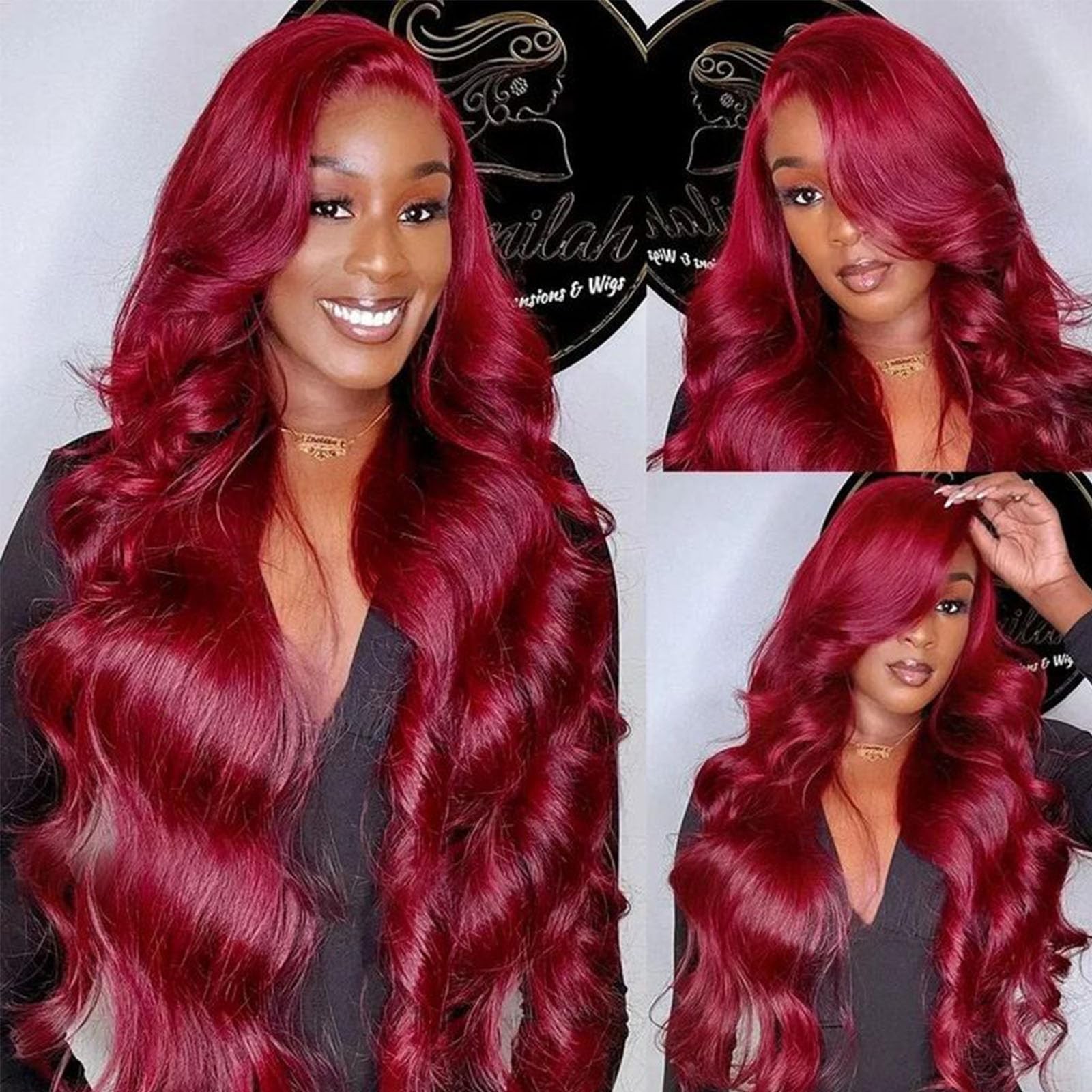 QZOQZO 28 Inch 99j Burgundy Lace Front Wigs Human Hair Red Burgundy Wig 180% …