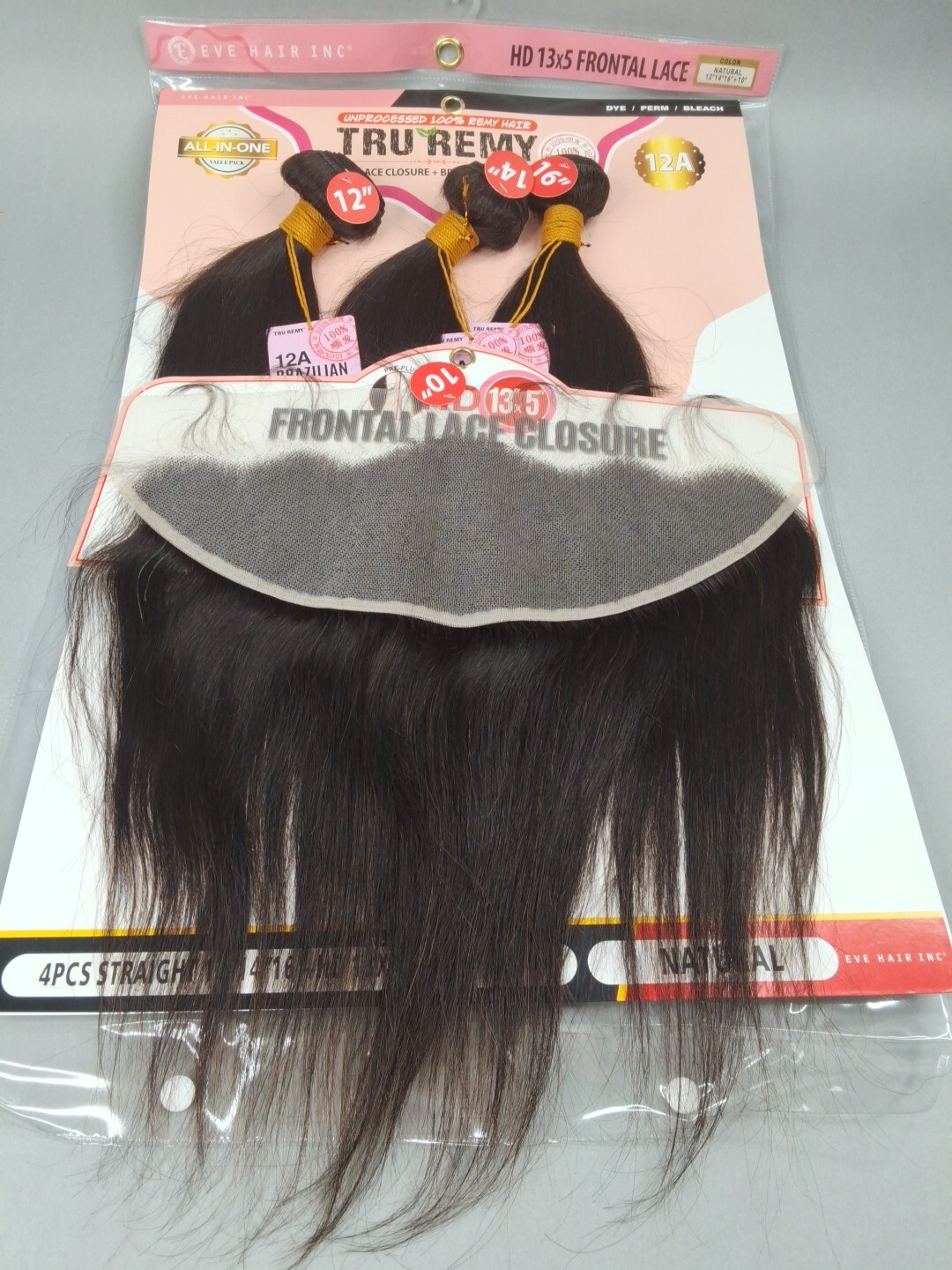 12″ 14″ 16″ Straight Bundles And HD Frontal Unprocessed Human Hair Natural Black